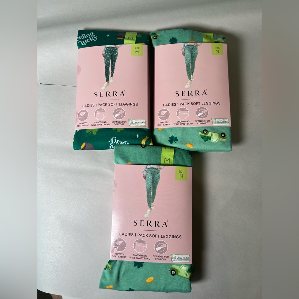 Serra Women’s Soft Leggings St. Patrick’s Day 3 Packs Size Medium